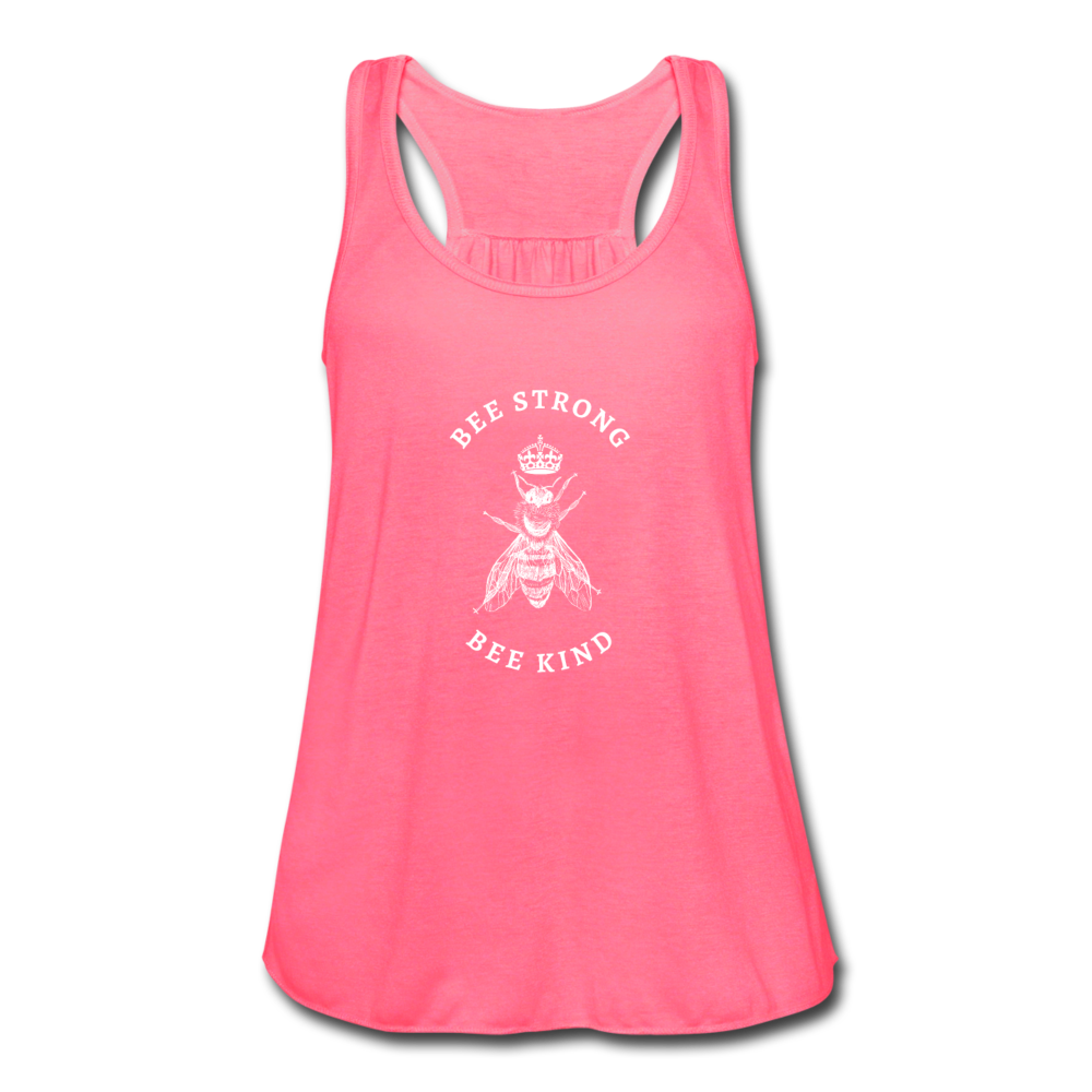 Bee Kind / Bee Strong Women's Flowy Tank Top by Bella - neon pink