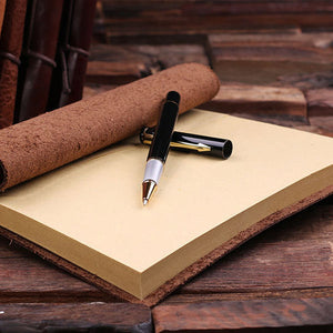 Personalized 4 PC Gift Set with Keepsake Box - Flask, Wood Knife, and Leather Journal