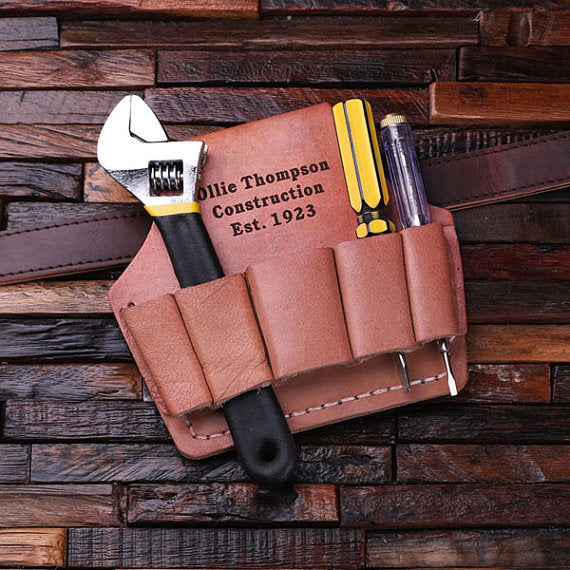 Personalized Engraved Leather Tool Belt Attachment