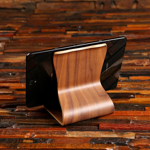 Personalized Wood Tablet Stand in Walnut or Birch